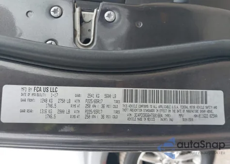 2017 Dodge Journey Sxt Awd z USA, uszkodzony, nr VIN 3C4PDDBG6HT591664